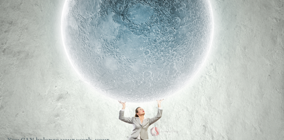 A women holding a moon with her hands